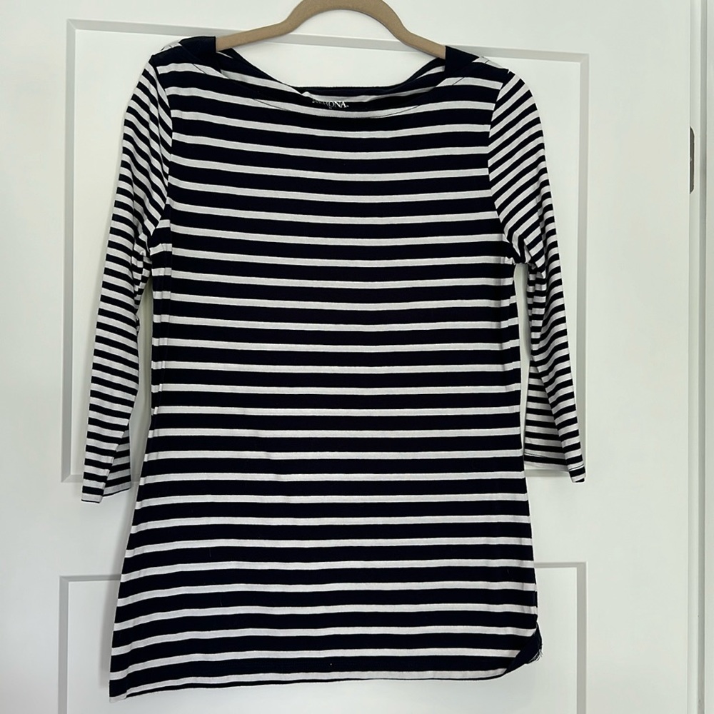 Nautical boat neck T shirt